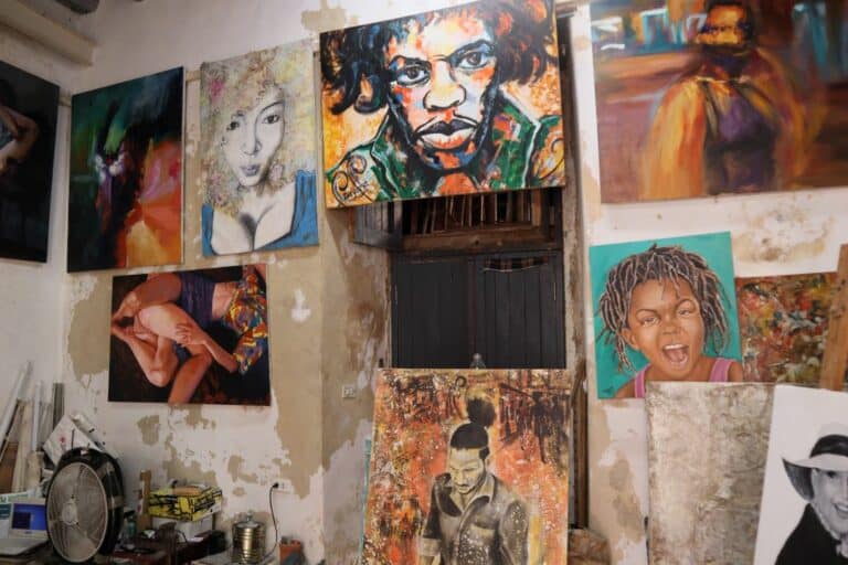 Art in a studio in Old Havana. Solo travel to Cuba.