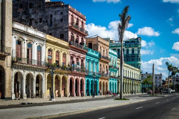 Colorful colonial buildings in Havana Cuba