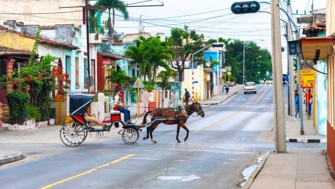 Horse and carriage in Santa Clara city in Cuba.