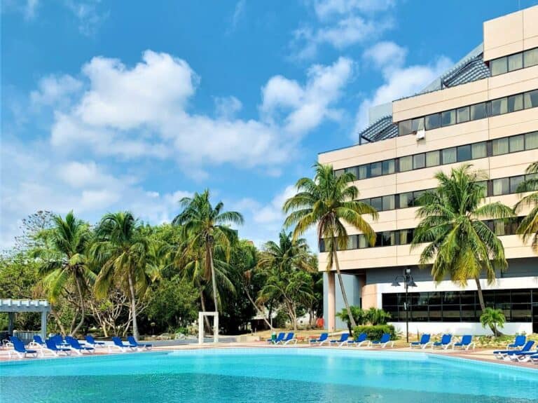 Hotel Memories Miramar Havana pool area on a bright sunny day