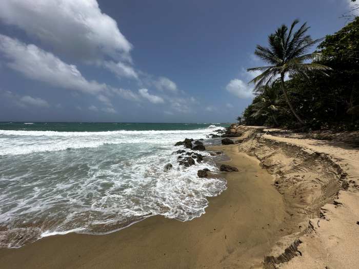 The golden beach in Isabela is stunning, but the whitewater waves are fierce! 