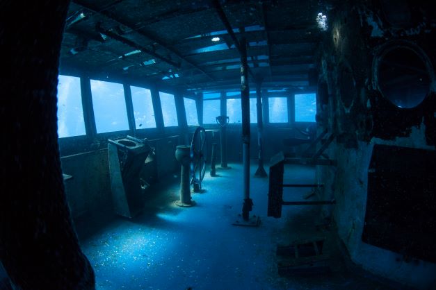 USS Kittiwake Shipwreck outside Grand Cayman, an underwater photo from the boat