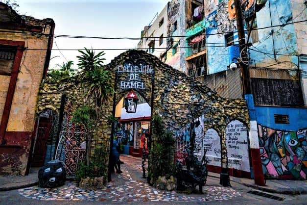 The entrance to Callejon de Hamel, Havana. An important place for the Afro-Cuban religion, where worship, music and dance takes place every sunday. 