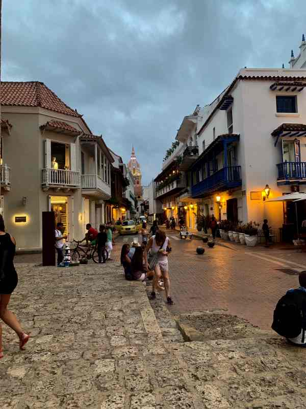 Charming Cartagena streets lit at night