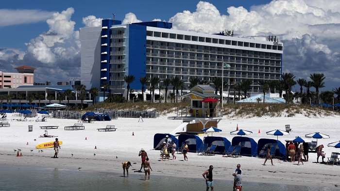 Cabanas and white sand on Clearwater Beach