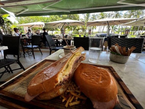 You must try one of these Cuban sandwich while visiting Miami! With ham, melted cheese and veggie, this is a tasty light meal that you can have with this view towards Miami Beach. 