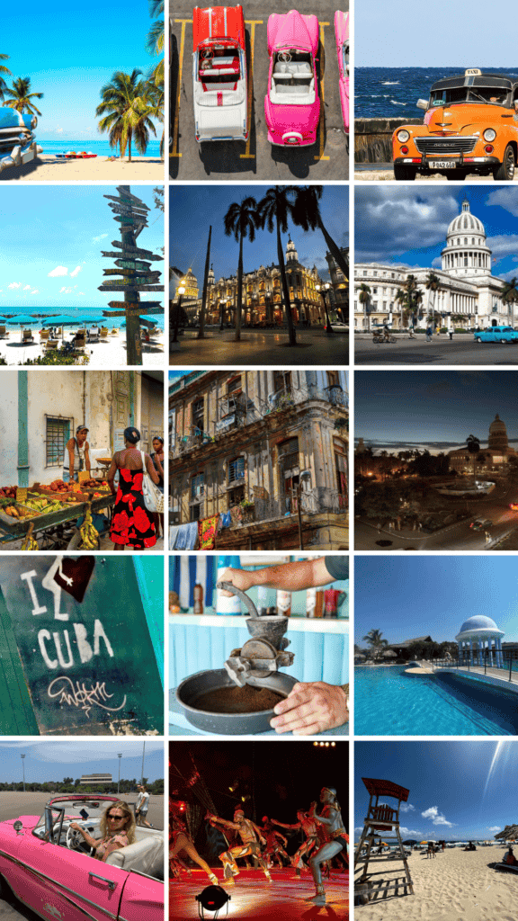 Can you see Cuba from Key West? Photo collage with colorful photos from both Key West and Havana Cuba. 