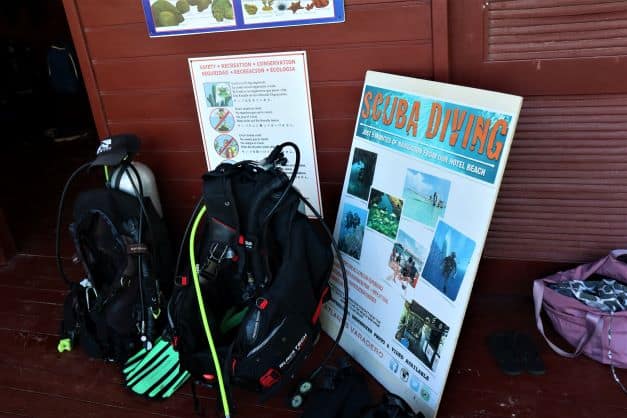 Dive gear ready and prepped at the dive center on Varadero Beach
