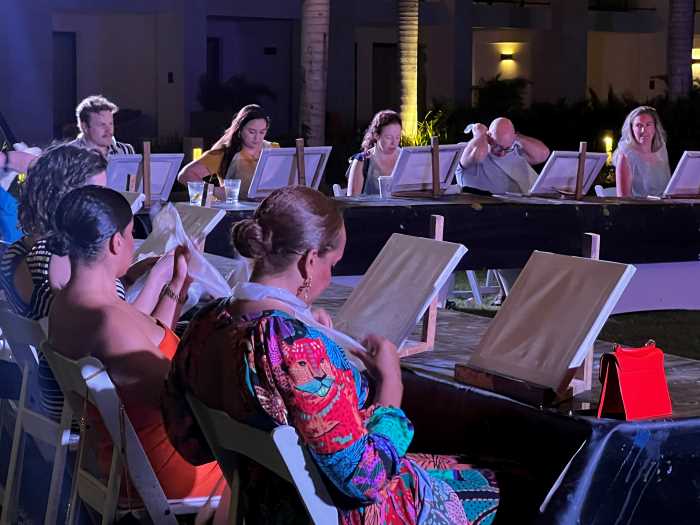 Many resorts offer activities in the evening, like painting classes. Mostly ladies attend this class in the late evening,seated in a semi circle, ready to create a holiday piece of art. 