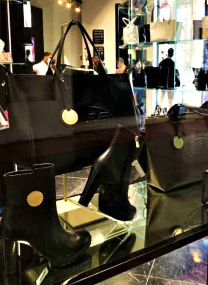 Shoes and bags displayed at the luxury mall under Manzana Kempinski hotel in Havana