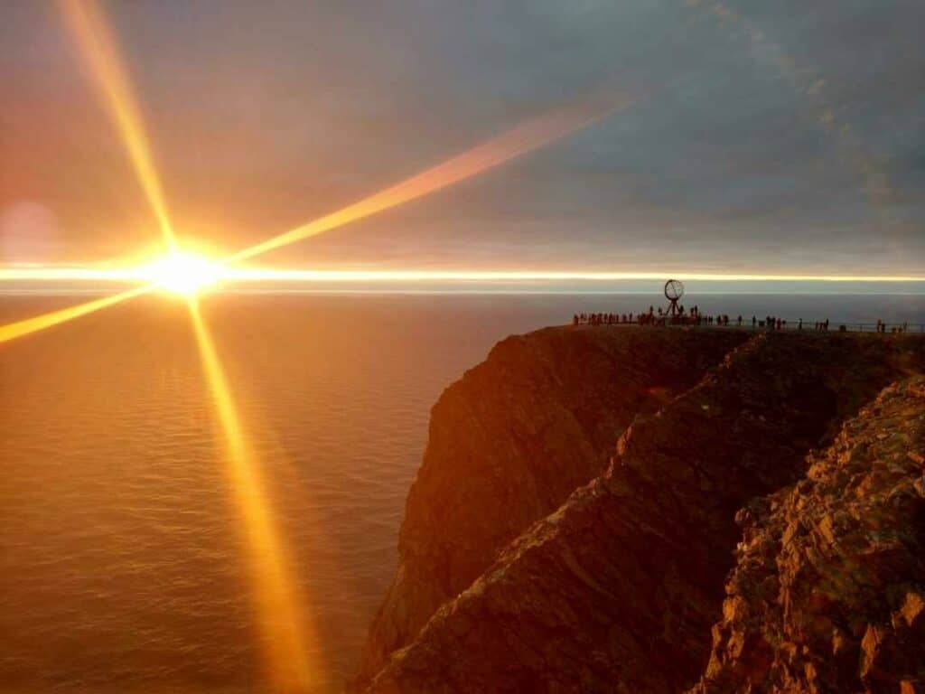 The North Cape in Norway during sunset