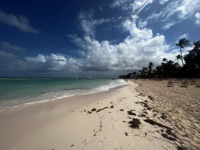 Golden sandy beach in Punta Cana, the Dominican Republic
