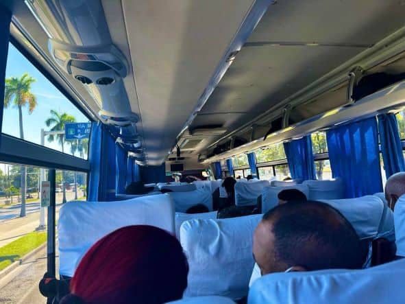 On the Viazul bus to Santa Clara from Havana, a surprisingly comfortable way to travel! Nice seats, and a calm ambiance. 