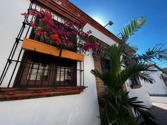 Strolling around in Zona Colonial you will be surrounded by charming colonial houses decorated with flowers and plants like this white painted brick house with elegantly decorated windows on a sunny day