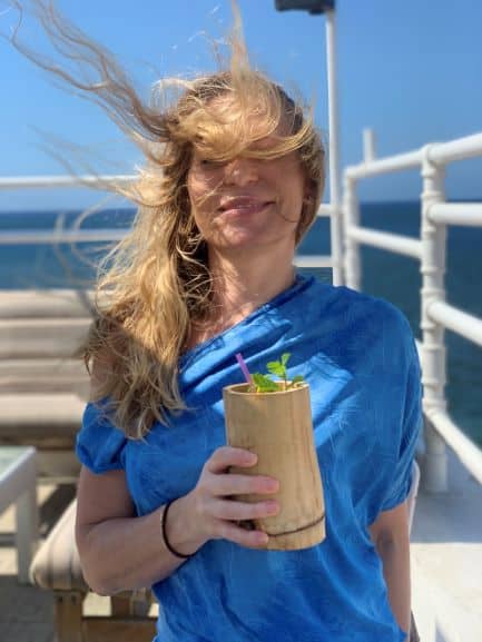 Enjoying a cocktail on a Caribbean Island