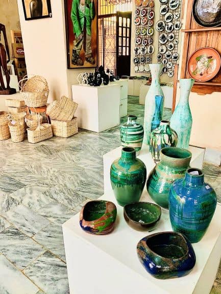 Pottery and vases in different colors at Gallery Forma in Havana Cuba
